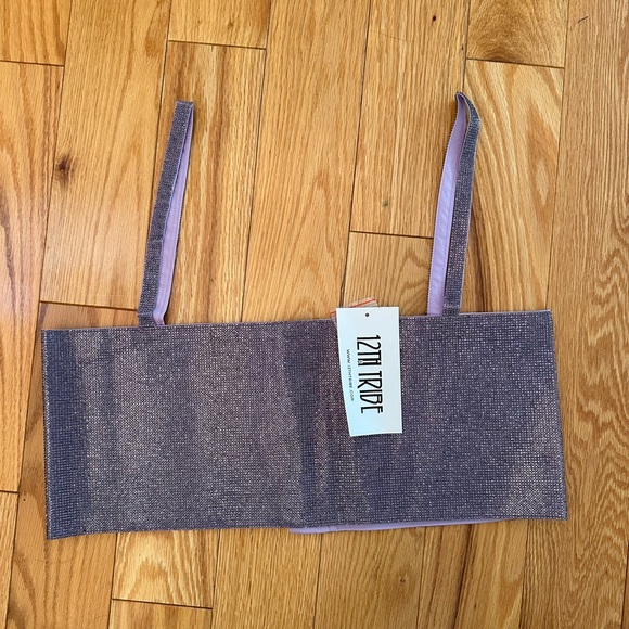 12th Tribe Purple Glitter Crop Top - Picture 2 of 4